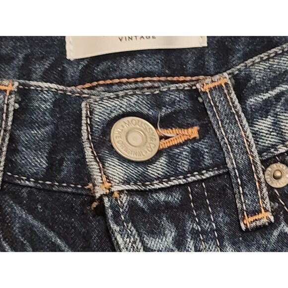 Moussy Vintage SZ 25 Wms Button Fly Jeans  Dark Wash Hand Distressed Japanese - Picture 4 of 14